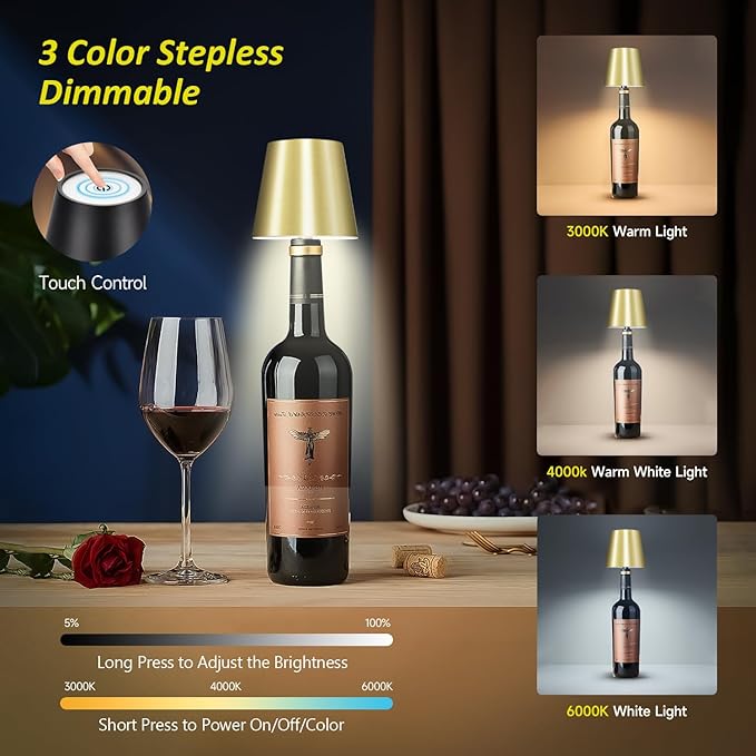 Bottle Lamp – RGB Rechargeable Light for Wine & Whiskey Bottles