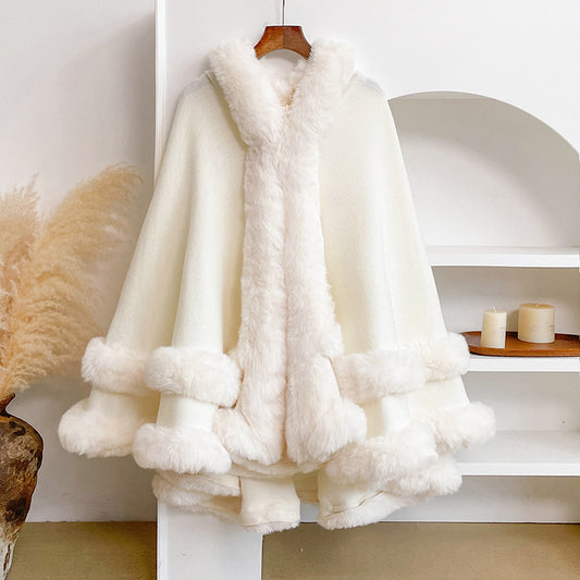 Graceful Knit Faux Fur Cape