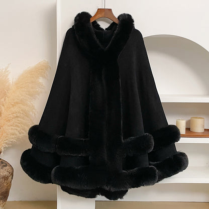 Graceful Knit Faux Fur Cape