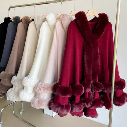 Graceful Knit Faux Fur Cape