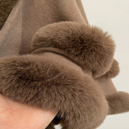 Graceful Knit Faux Fur Cape