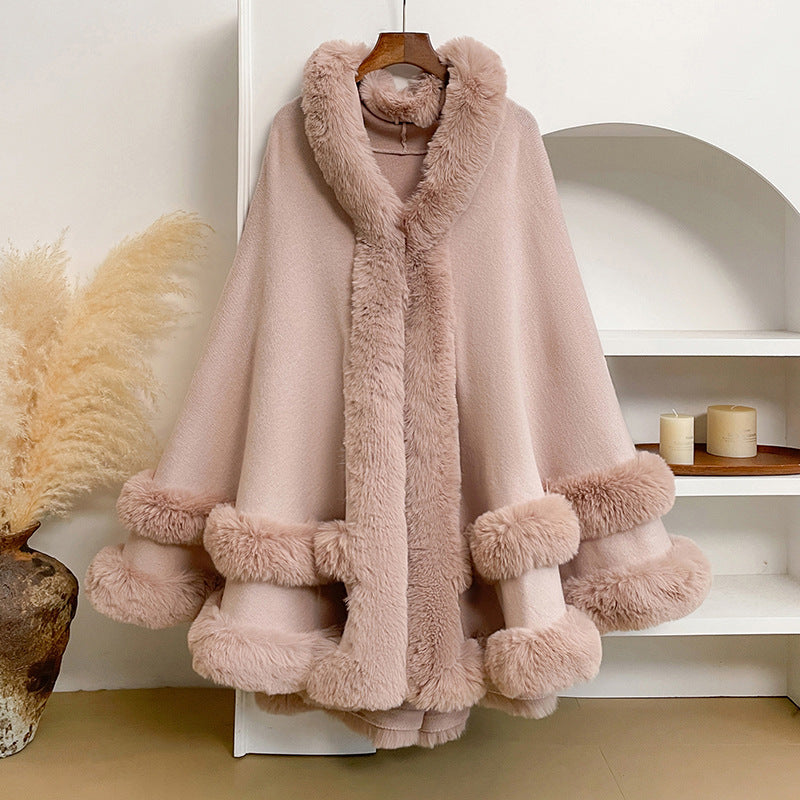 Graceful Knit Faux Fur Cape