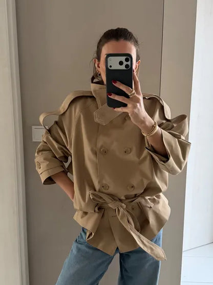 SHORT HIGH NECK TRENCH COAT