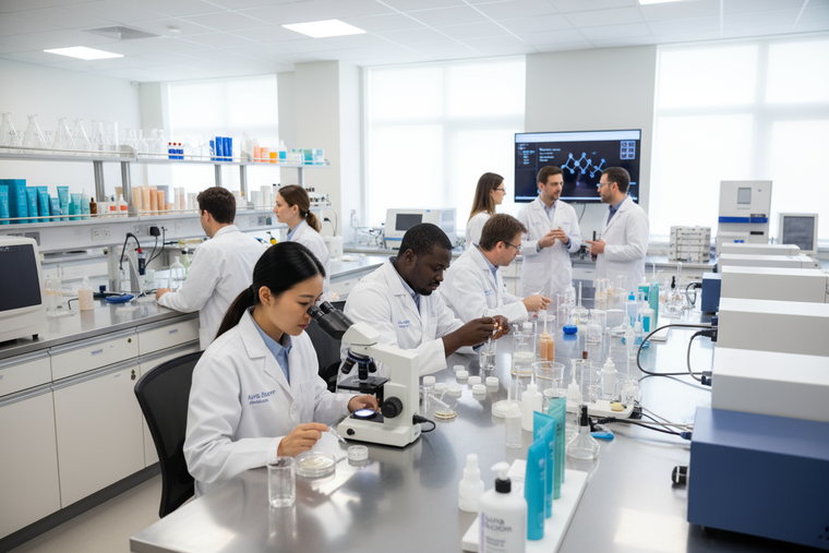 显示专业的美妆研发团队 