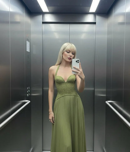 The Drape-Neck Sculpted Maxi Dress