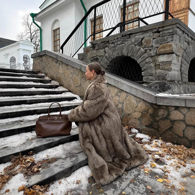 Premium Plush Faux Mink Long Coat