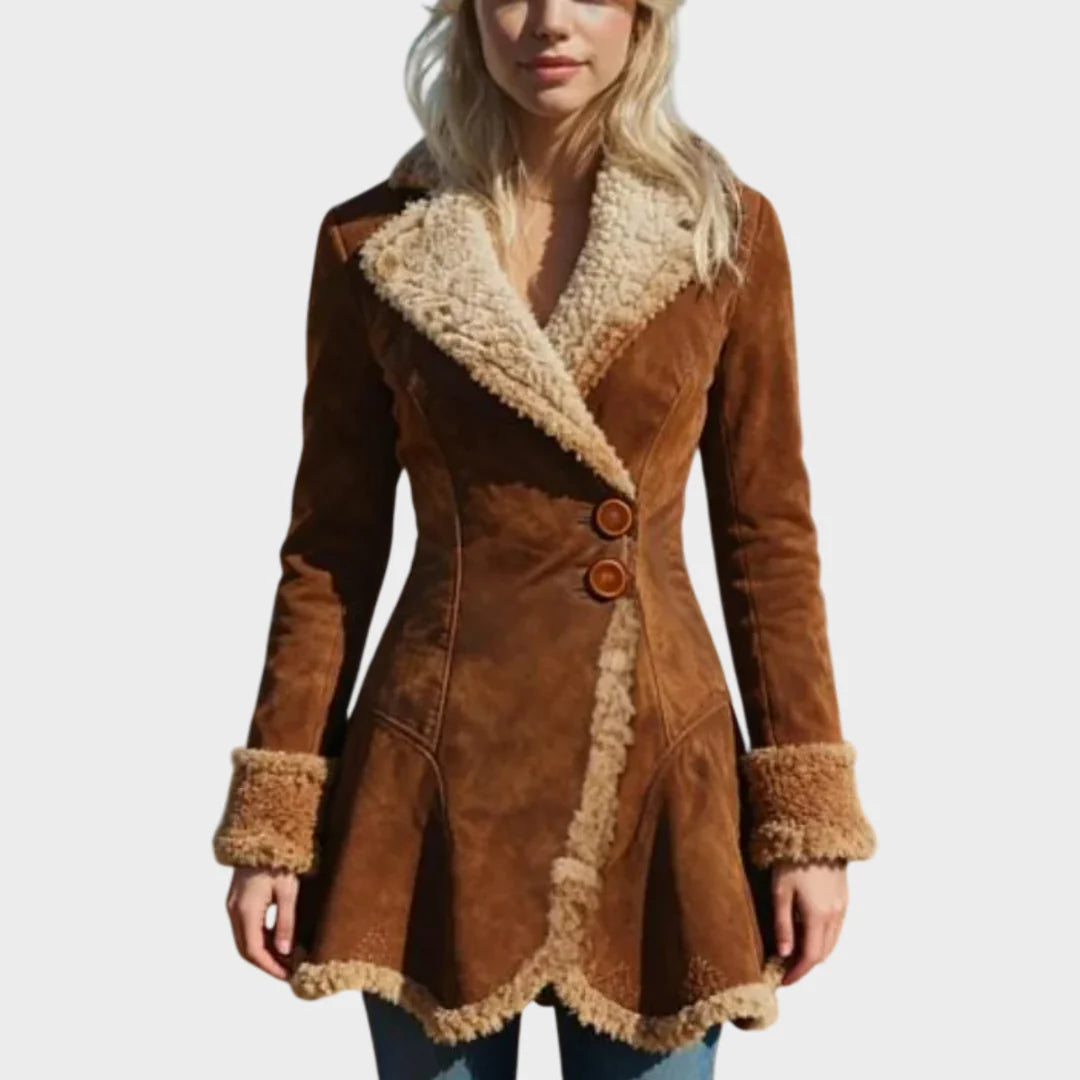 Faux Shearling Aviator Jacket – Oversized Leather & Fleece Winter Coat