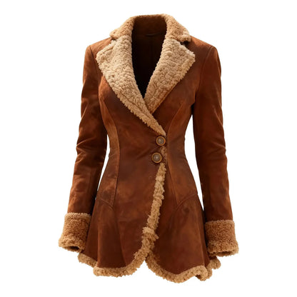 Faux Shearling Aviator Jacket – Oversized Leather & Fleece Winter Coat