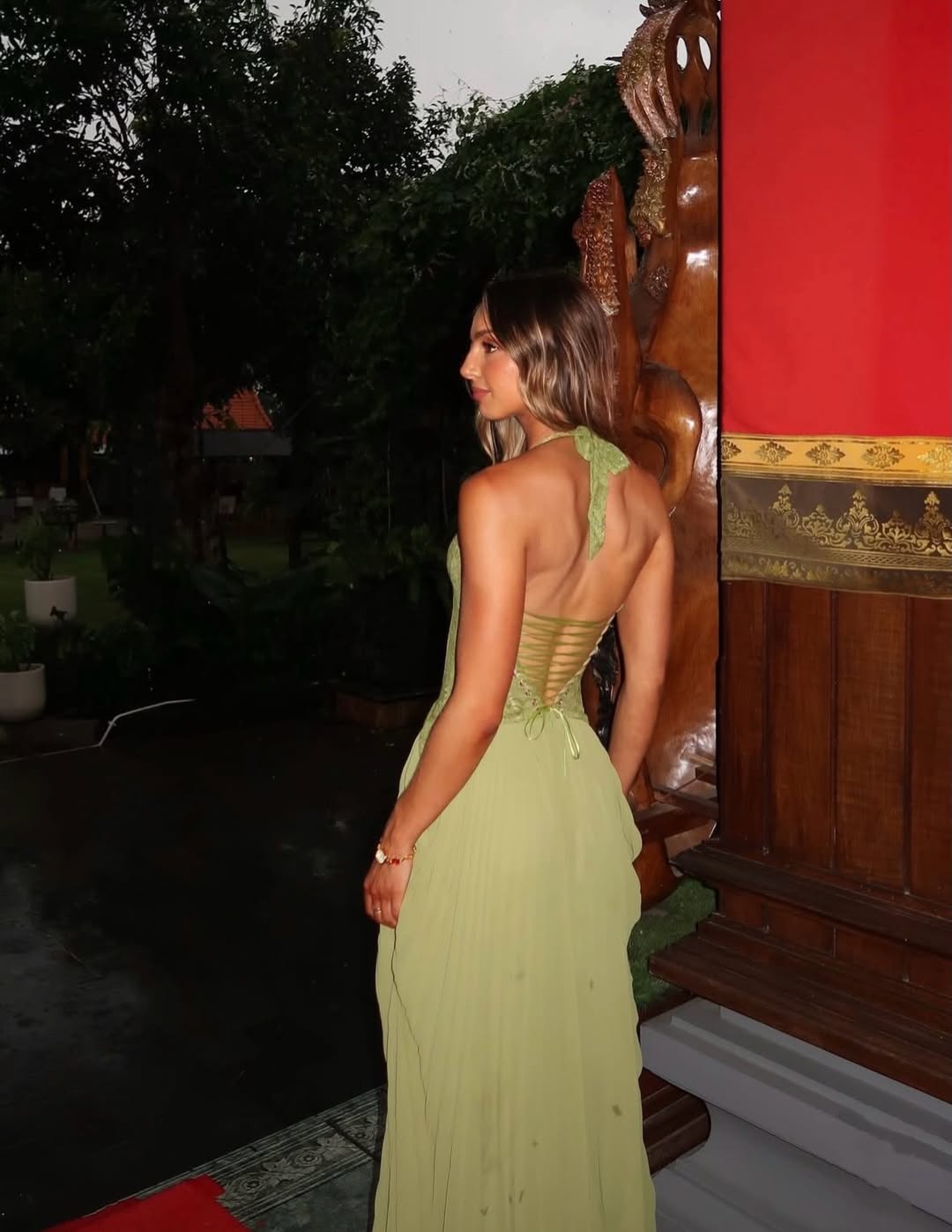 The Drape-Neck Sculpted Maxi Dress