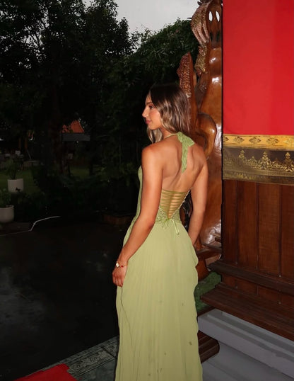 The Drape-Neck Sculpted Maxi Dress