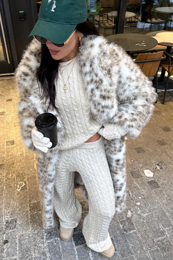 Leopard Muse Longline Faux Mink Coat – Cruelty-Free Luxury