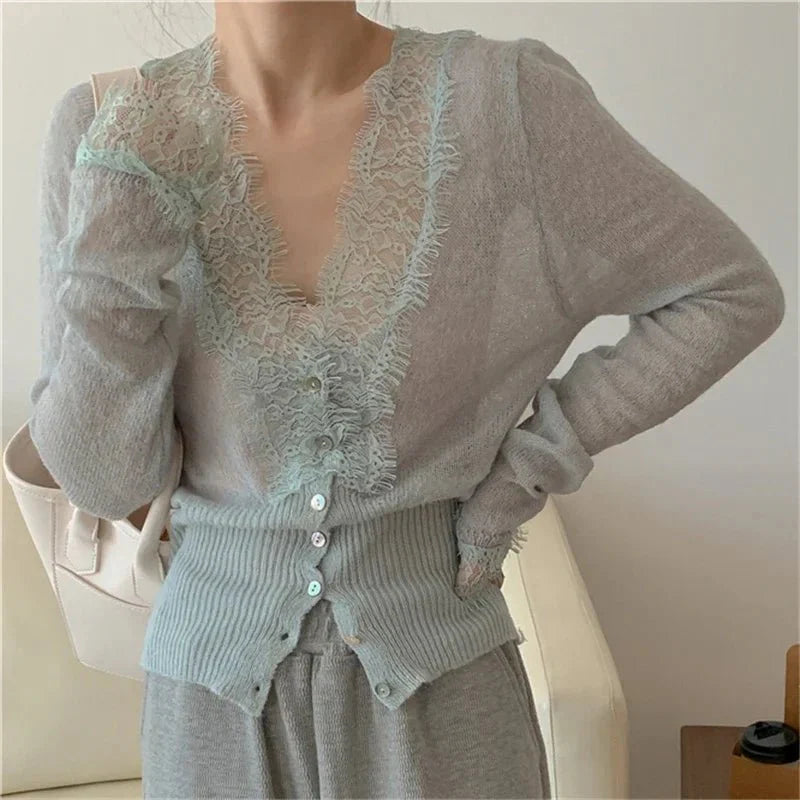 Aurelie Knitted Lace Cardigan