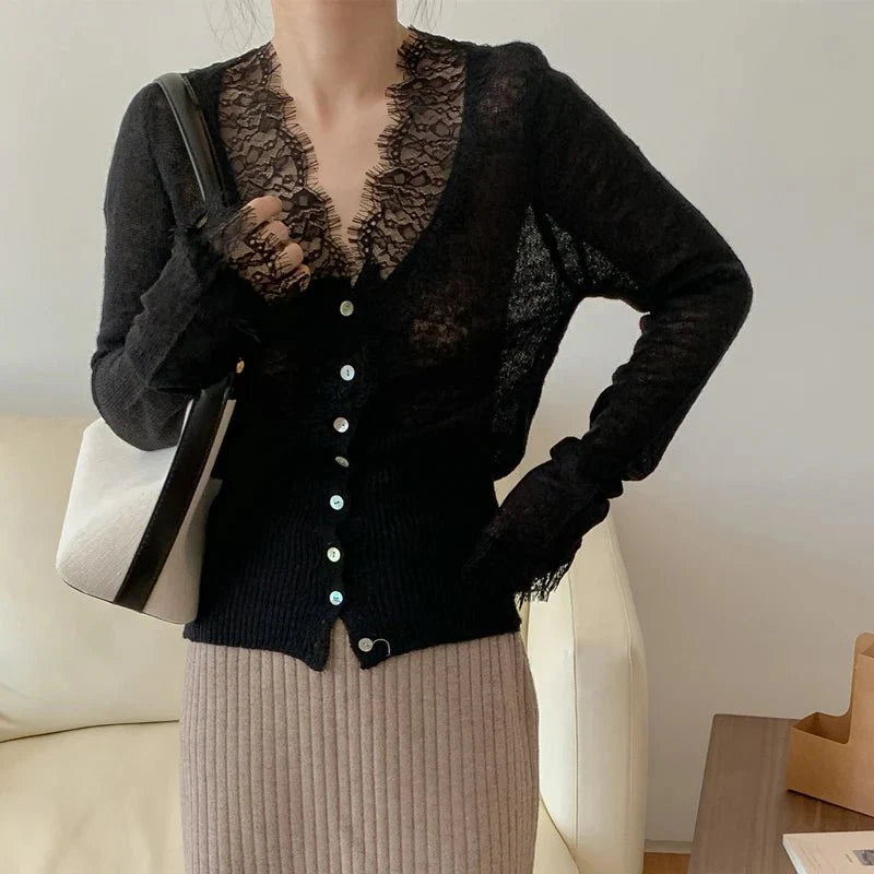 Aurelie Knitted Lace Cardigan