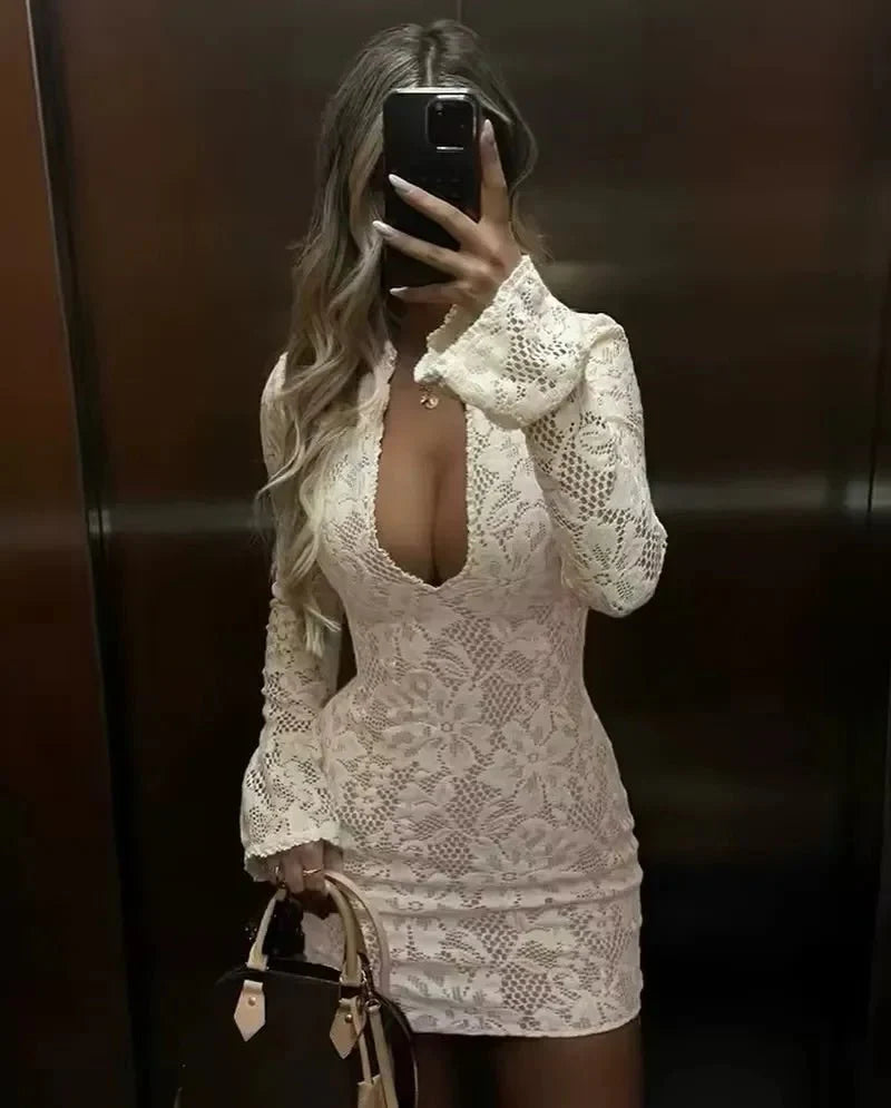 Amara Cut-Out Lace Mini Dress