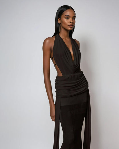 Elyse Halterneck Backless Maxi Dress