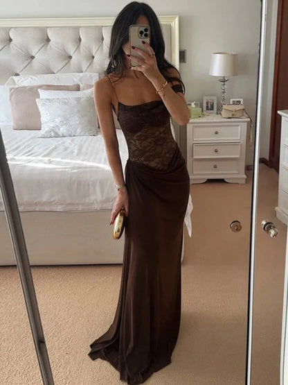 Olga One Shoulder Lace Maxi Dress