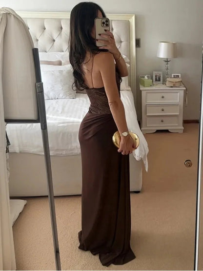 Olga One Shoulder Lace Maxi Dress