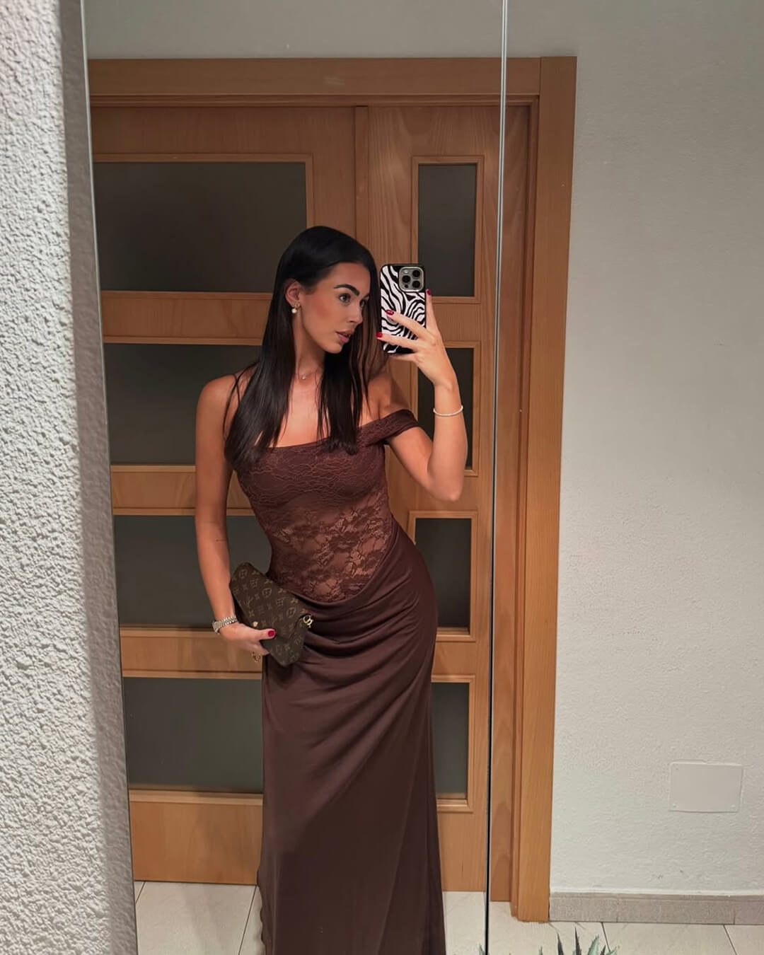 Olga One Shoulder Lace Maxi Dress