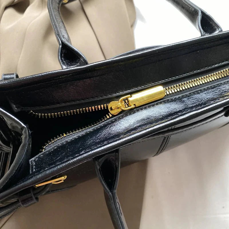 Luna Leather Shoulder Bag with Belt Detail