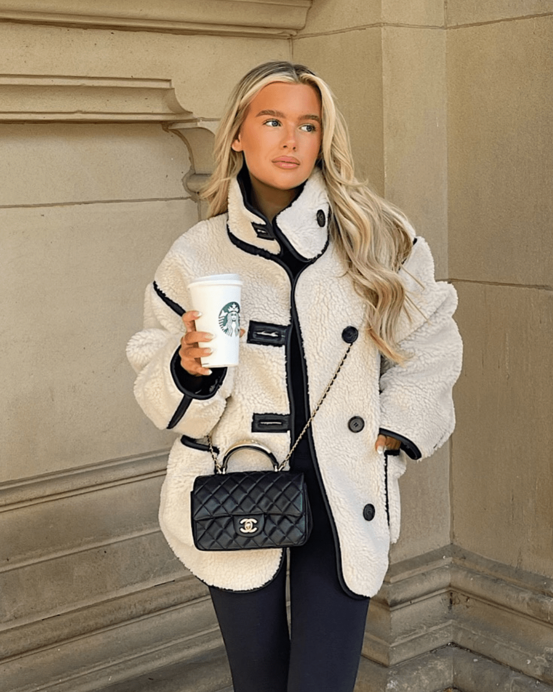Adela Funnel Neck Sherpa Jacket