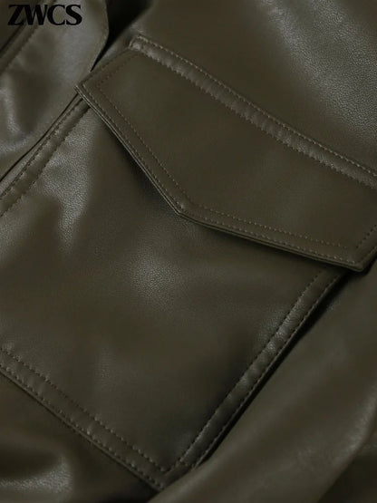 Brianna Faux Leather Bomber Jacket