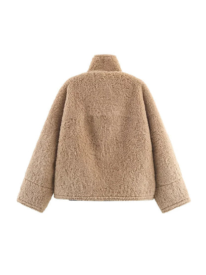 Carol Stand Collar Faux Fur Jacket