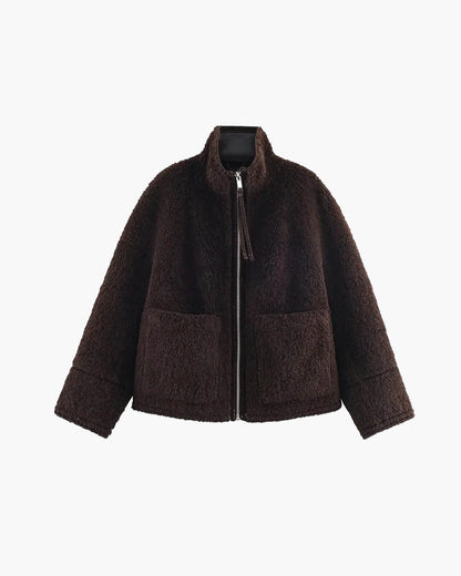 Carol Stand Collar Faux Fur Jacket