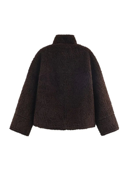 Carol Stand Collar Faux Fur Jacket