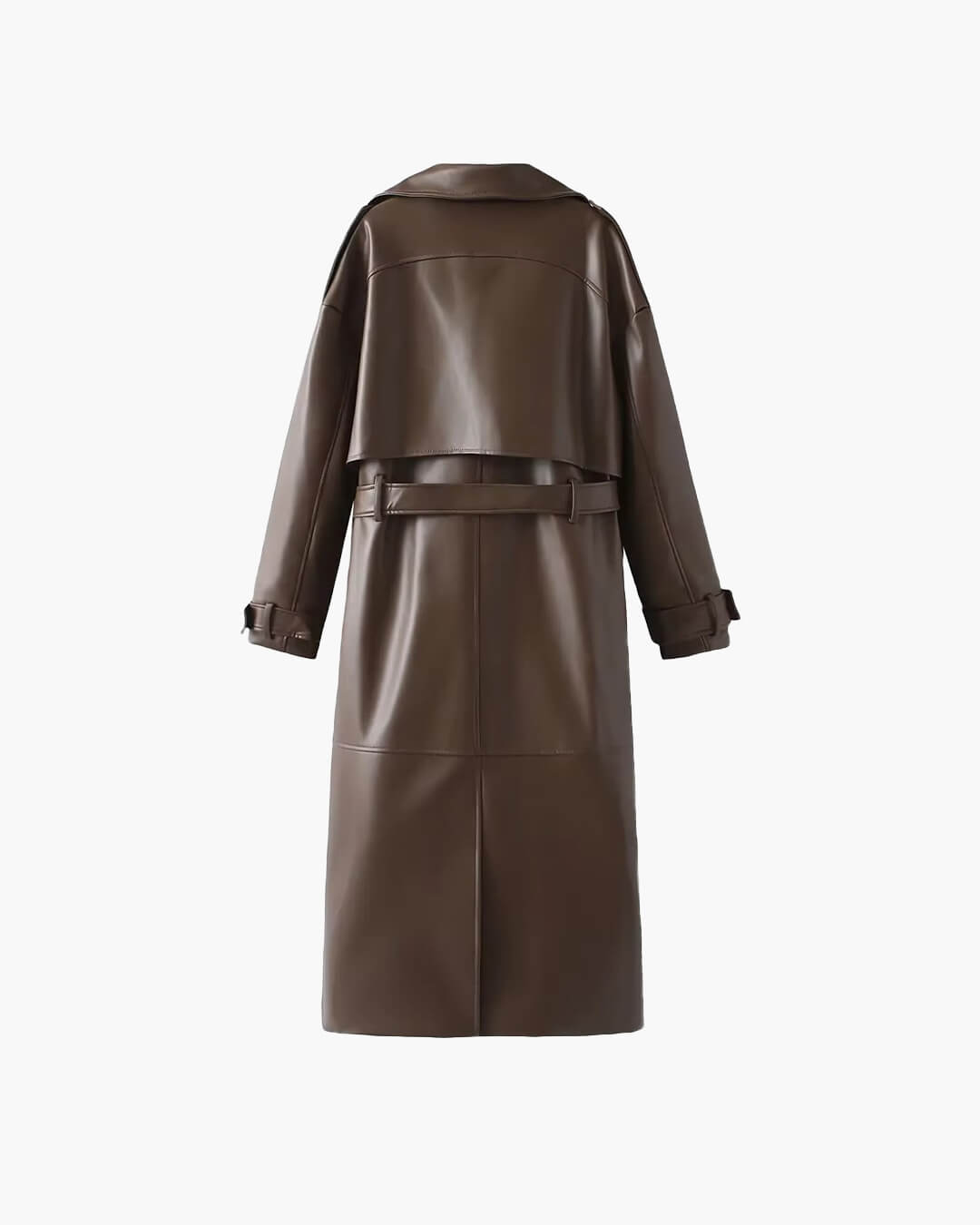 Cassy Faux Leather Maxi Trench Coat