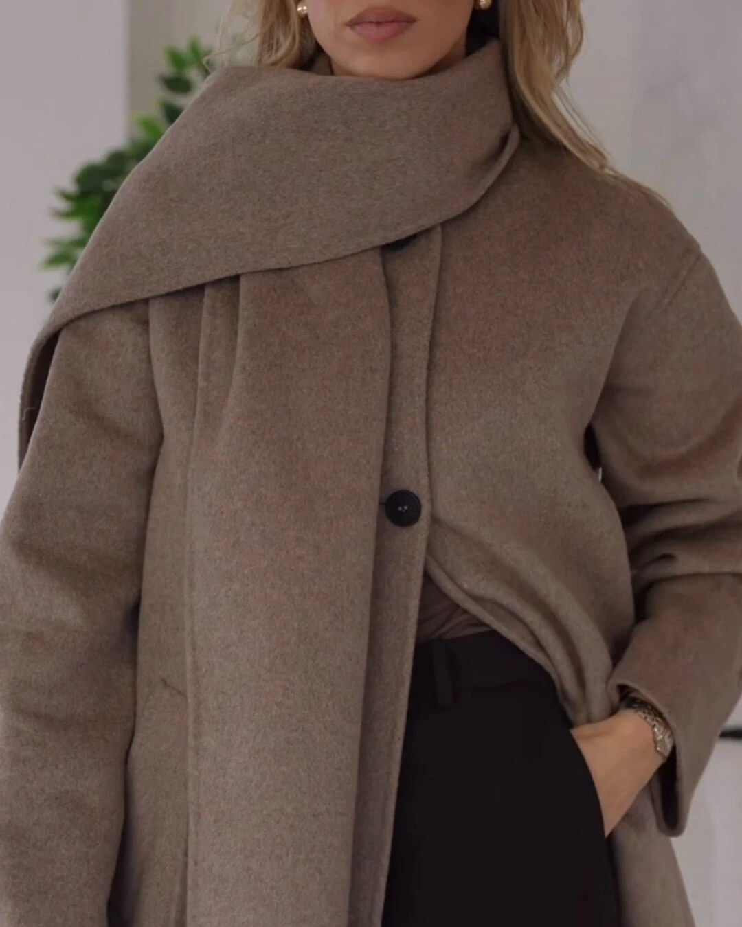 Cecille Faux Wool Coat with Scarf