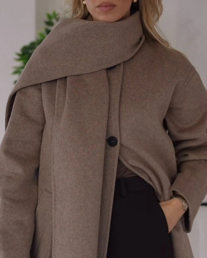 Cecille Faux Wool Coat with Scarf