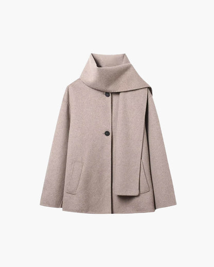 Cecille Faux Wool Coat with Scarf