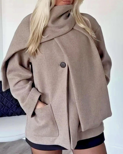 Cecille Faux Wool Coat with Scarf