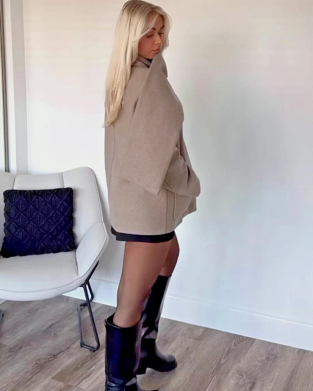 Cecille Faux Wool Coat with Scarf