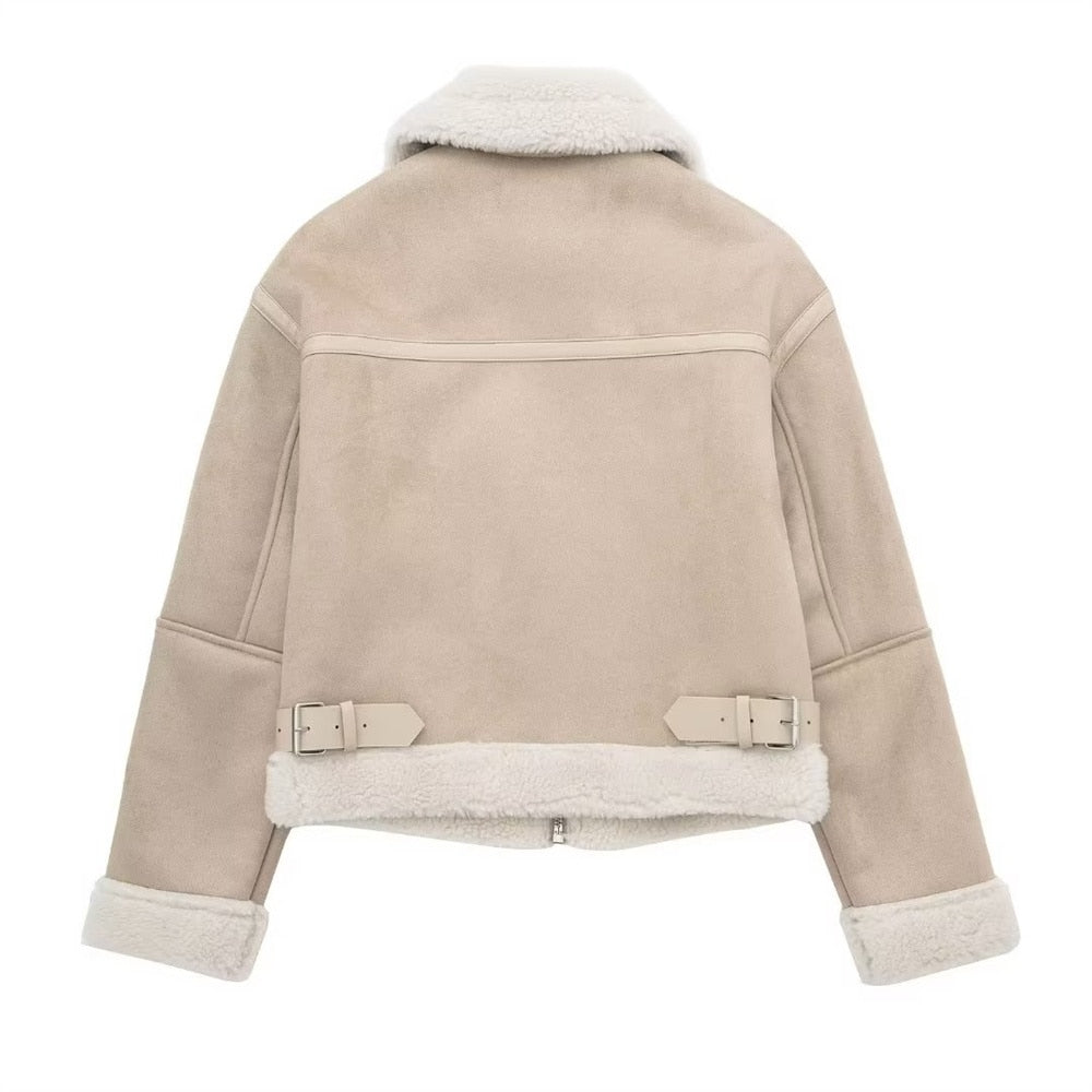 Cindy Suede Faux Fur Jacket
