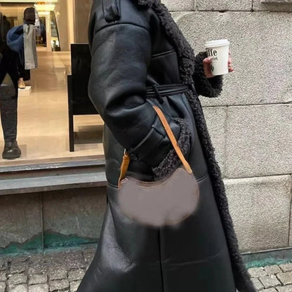 Cora Belted Faux Leather Maxi Coat