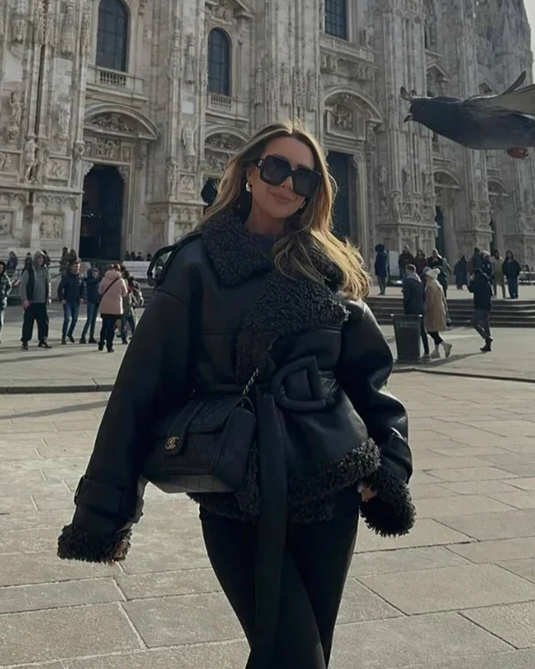 Cora Short Belted Faux Leather Jacket