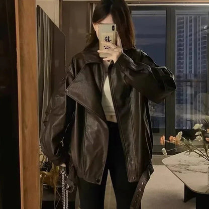 Denise Belted Leather Jacket