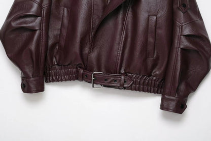 Denise Belted Leather Jacket