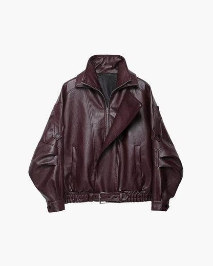 Denise Belted Leather Jacket