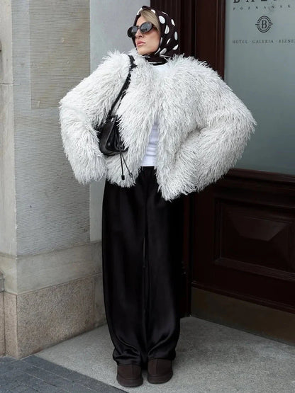 Elsie Fluffy Cropped Faux Fur Coat