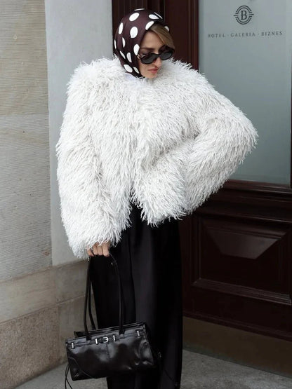 Elsie Fluffy Cropped Faux Fur Coat