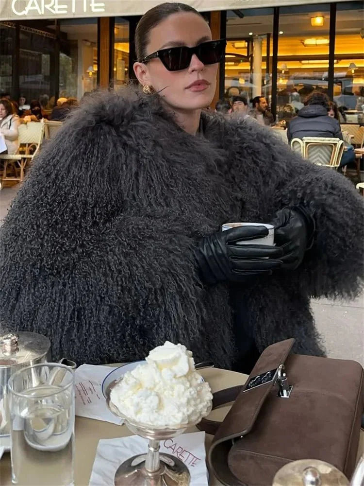 Elsie Fluffy Cropped Faux Fur Coat