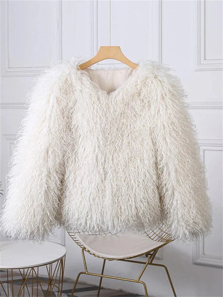 Elsie Fluffy Cropped Faux Fur Coat