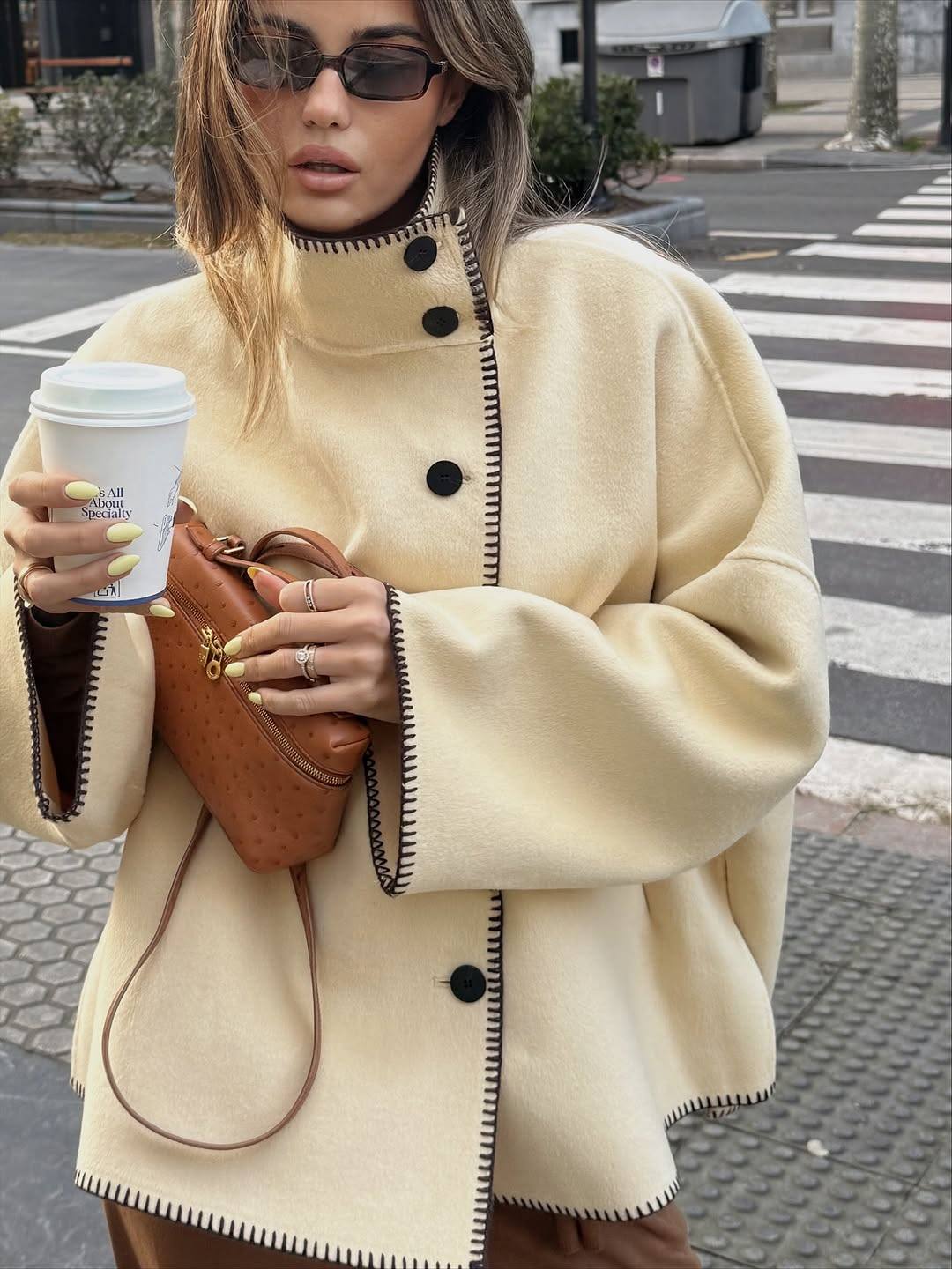 Emily High Neck Button Jacket