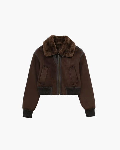 Esme Suede Short Bomber Jacket