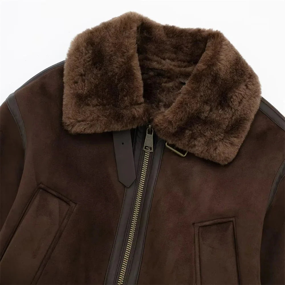 Esme Suede Short Bomber Jacket