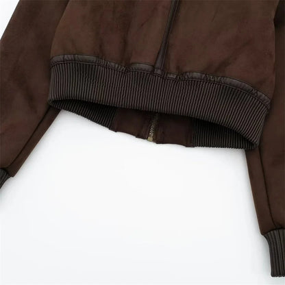 Esme Suede Short Bomber Jacket