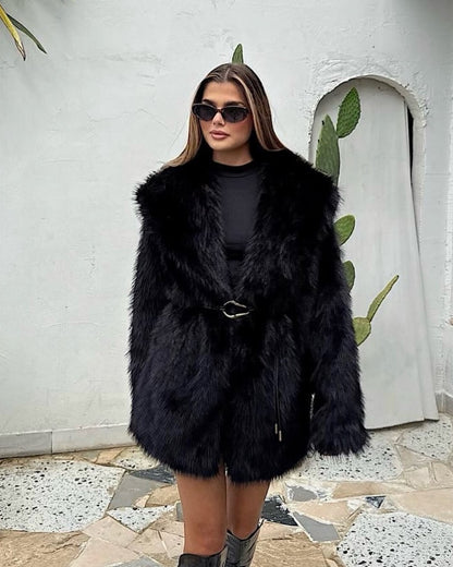 Faith Faux Fur Coat with Belt