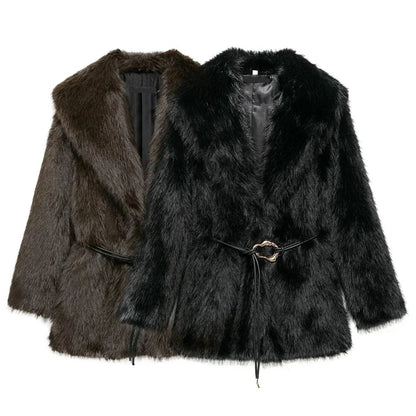 Faith Faux Fur Coat with Belt